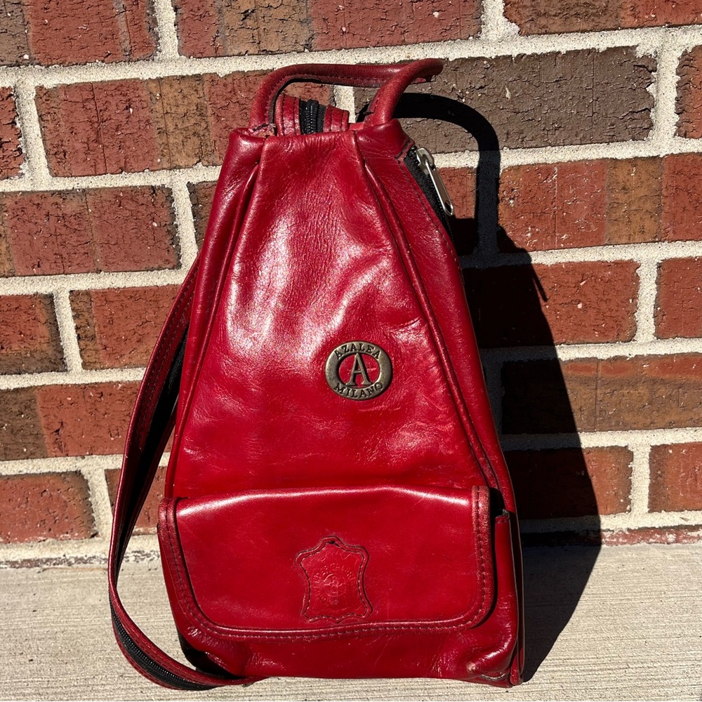 Azalea Milano Red Leather Backpack Purse